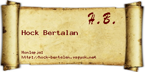 Hock Bertalan névjegykártya